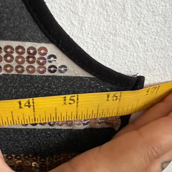 Striped‎ Sequin Tank Top 2000s Clubwear Indie Sleaze Grunge Festival Small - Picture 7 of 8